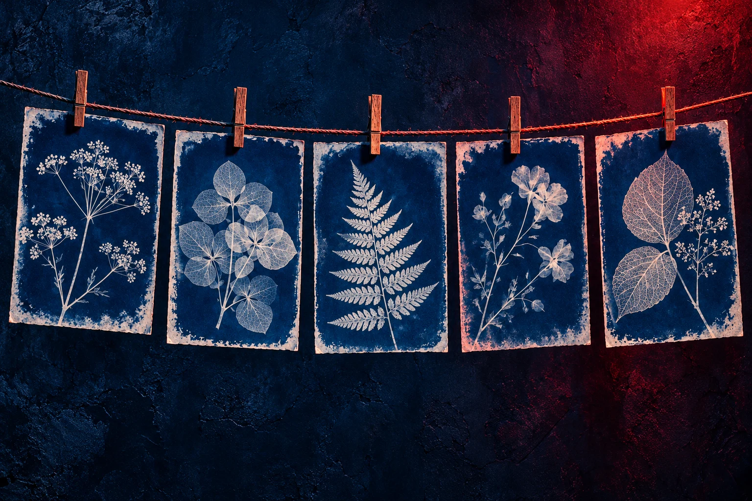 Ilustración IA conceptual: fotogramas vegetales colgados. Escena inventada; no documenta personas, sedes, datos o resultados reales.
